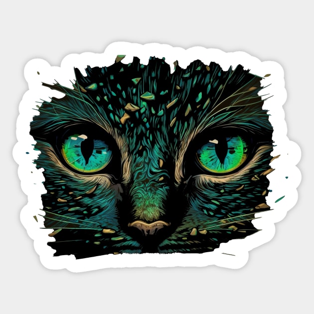 Cat Face, Cat Lover, Geen Cat Sticker by logiamerch